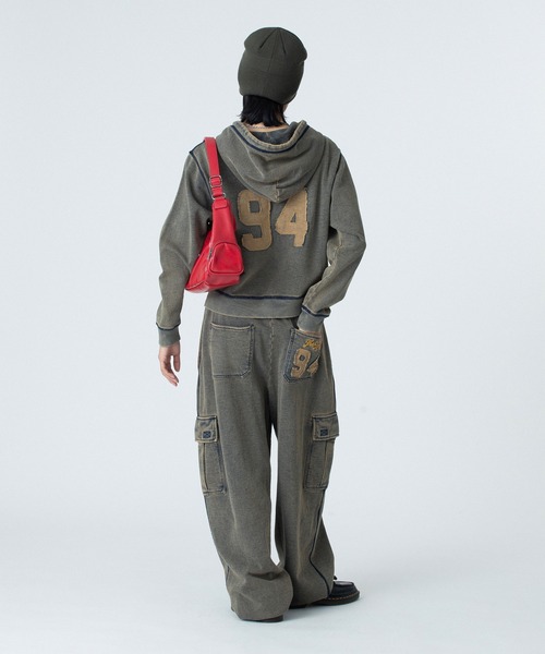 X-girl（エックスガール）の「OVERDYED NUMBER PATCH ZIP UP HOODIE（パーカー・レディース・インディゴブルー/ブラック・S/M）」の21枚目の写真