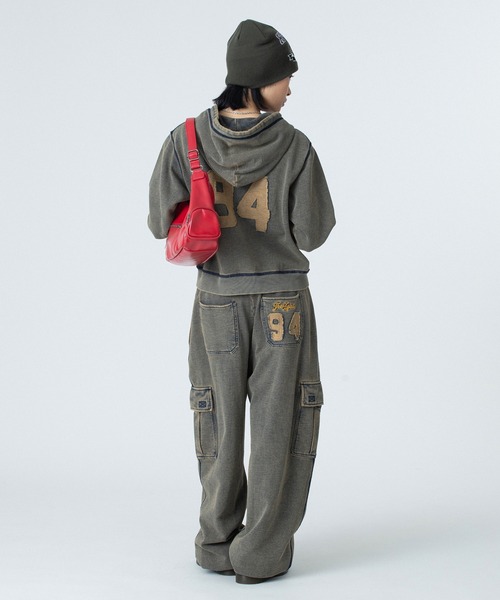 OVERDYED NUMBER PATCH ZIP UP HOODIE（パーカー）｜X-girl（エックス