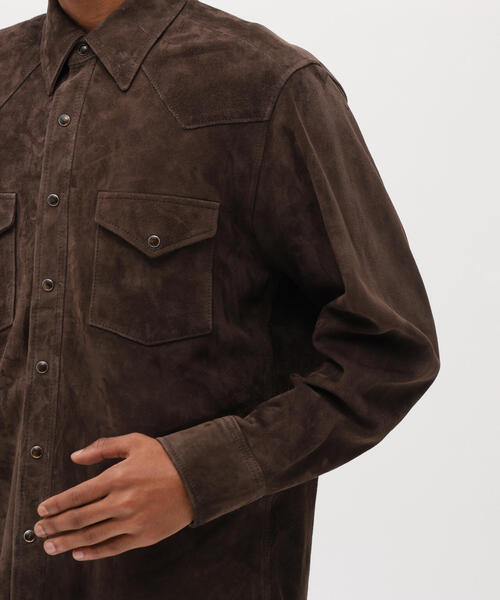 AVIREX(アヴィレックス)の「GOAT SUEDE WESTERN SHIRT / ゴート スエード ウェスタンシャツ / AVIREX / アヴィレックス(シャツ/ブラウス・メンズ・ベージュ/ブラウン・X-LARGE/MEDIUM/LARGE)」の9枚目の写真