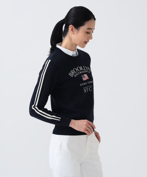 BEAMS GOLF(ビームスゴルフ)の「〈WOMEN〉PURPLE LABEL / BROOKLYN ロゴニット プルオーバー(ニット/セーター・レディース・ホワイト/ネイビー・MEDIUM/LARGE)」の15枚目の写真