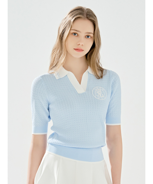 Signature NEW Cable Collar Knit S/BLUE 【公式通販】