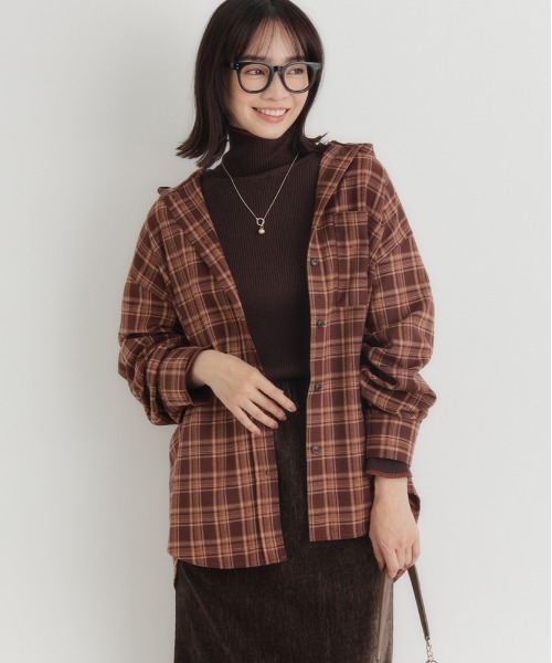 Right-on(ライトオン)の「HONEYSUCKLE ROSE(ハニーサックルローズ)【レディース】チェックビッグシャツ(シャツ/ブラウス・レディース・ブラウン/ブラック・L/M)」の1枚目の写真