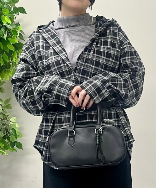 Right-on(ライトオン)の「HONEYSUCKLE ROSE(ハニーサックルローズ)【レディース】チェックビッグシャツ(シャツ/ブラウス・レディース・ブラウン/ブラック・L/M)」の22枚目の写真