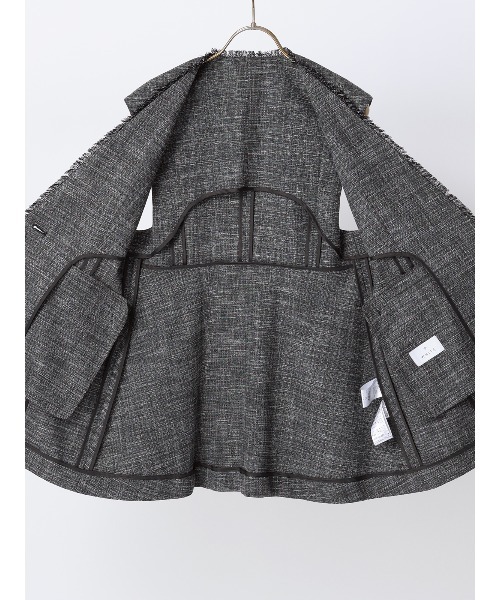 SUIT SQUARE（スーツスクエア）の「ペプラムジレ ウォッシャブル ストレッチ スラブシャンブレー 織柄 anysy（ベスト・レディース・ブラック・40(11号)/38(9号)）」の5枚目の写真