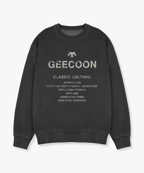 GEECOON(ジークーン)の「ピグメントダイビンテージレタリングスウェットシャツ GEE257-109 チャコール(スウェット・メンズ・その他・L/XL)」の1枚目の写真