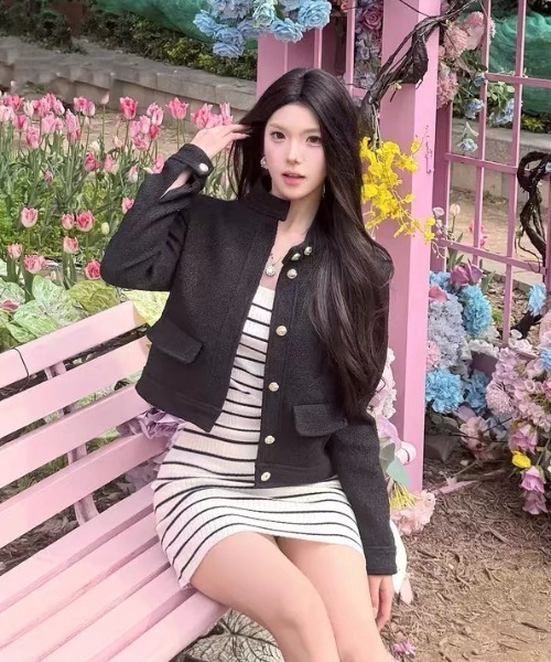 ViViDAY(ビビデー)の「ツイードジャケット(ノーカラージャケット・レディース・オフホワイト/ブラック・M)」の22枚目の写真