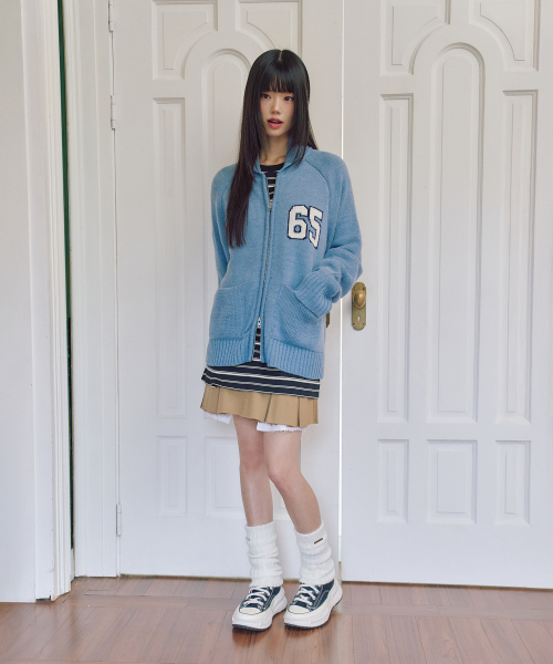 LMR（エルエムアール）の「シャニョン ウールコウイチャン ニットジップアップ BLUE（ニット/セーター・レディース・ブルー・FREE）」の2枚目の写真