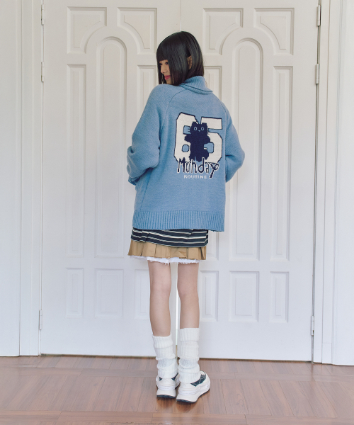 LMR（エルエムアール）の「シャニョン ウールコウイチャン ニットジップアップ BLUE（ニット/セーター・レディース・ブルー・FREE）」の3枚目の写真