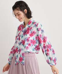【タグ付・洗える】MUVEIL ミュベール 総柄 ボタニカル 花柄 ブラウス 洗える】ボタニカルフラワーブラウス（21033677） | MISSEL