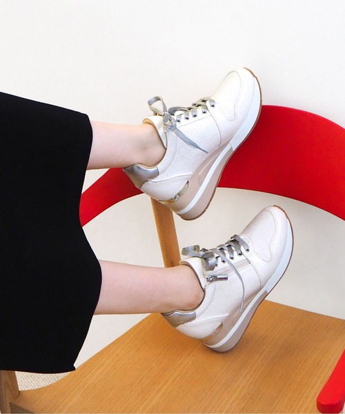 セール】テクスチャーサイドジップウェッジスニーカー（スニーカー