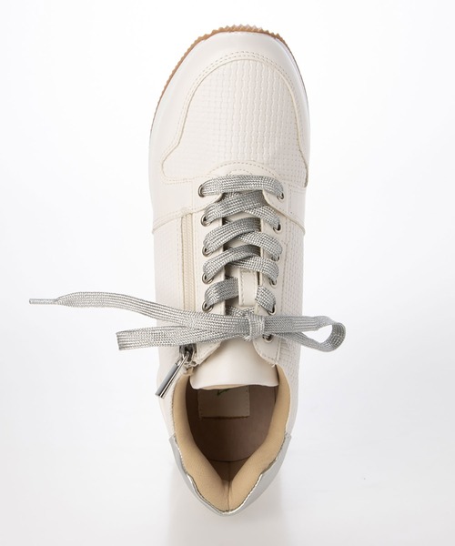 enchanted(エンチャンテッド)の「テクスチャーサイドジップウェッジスニーカー(スニーカー・レディース・ベージュ/ホワイト/グレイッシュベージュ/ブラック・LL/L/M/S)」の7枚目の写真