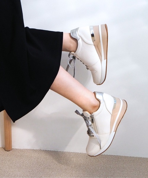 セール】テクスチャーサイドジップウェッジスニーカー（スニーカー