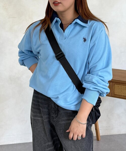CPCM（シーピーシーエム）の「【U.S. POLO ASSN.】レイヤード裏毛プルオーバー（Tシャツ/カットソー・レディース・サックスブルー/ネイビー/グレー・FREE）」の5枚目の写真