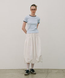 Shirring volume Stopper Skirt White