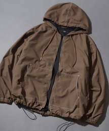 ANPAS（アンパス）の「Nylon/Cotton Contrast-Stitch Hoodie / ナイロン コットン 配色ステッチ ドロストフルジップパーカー フーディー ブルゾン メンズ レディース ユニセックス アウター（マウンテンパーカー）」