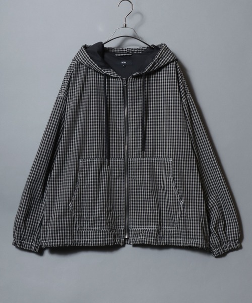 ANPAS(アンパス)の「Nylon/Cotton Contrast-Stitch Hoodie / ナイロン コットン 配色ステッチ ドロストフルジップパーカー フーディー ブルゾン メンズ レディース ユニセックス アウター(マウンテンパーカー・メンズ・ベージュ系その他/ブラック/ブラック系その他/ライトブラウン・XL/L/M)」の19枚目の写真