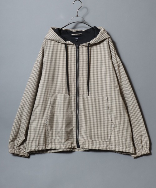 ANPAS(アンパス)の「Nylon/Cotton Contrast-Stitch Hoodie / ナイロン コットン 配色ステッチ ドロストフルジップパーカー フーディー ブルゾン メンズ レディース ユニセックス アウター(マウンテンパーカー・メンズ・ベージュ系その他/ブラック/ブラック系その他/ライトブラウン・XL/L/M)」の17枚目の写真