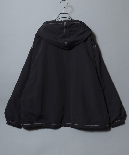 ANPAS(アンパス)の「Nylon/Cotton Contrast-Stitch Hoodie / ナイロン コットン 配色ステッチ ドロストフルジップパーカー フーディー ブルゾン メンズ レディース ユニセックス アウター(マウンテンパーカー・メンズ・ベージュ系その他/ブラック/ブラック系その他/ライトブラウン・XL/L/M)」の14枚目の写真