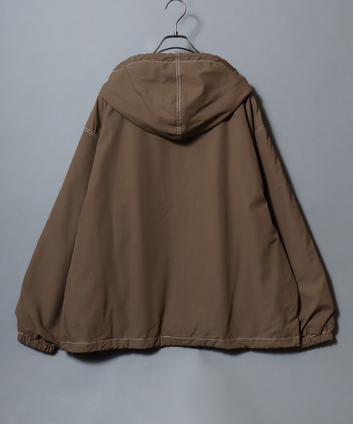 ANPAS(アンパス)の「Nylon/Cotton Contrast-Stitch Hoodie / ナイロン コットン 配色ステッチ ドロストフルジップパーカー フーディー ブルゾン メンズ レディース ユニセックス アウター(マウンテンパーカー・メンズ・ベージュ系その他/ブラック/ブラック系その他/ライトブラウン・XL/L/M)」の16枚目の写真