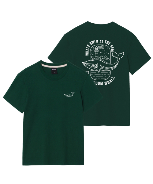 OKSTAR(オクスター)の「灯台クジラ半袖(Tシャツ/カットソー・レディース・ネイビー/ダークグレー/ダークグリーン/ブラック・SMALL/MEDIUM/LARGE/X-LARGE/2XL/3XL/4XL)」の3枚目の写真