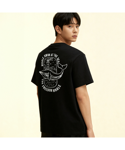 OKSTAR(オクスター)の「灯台クジラ半袖(Tシャツ/カットソー・レディース・ネイビー/ダークグレー/ダークグリーン/ブラック・SMALL/MEDIUM/LARGE/X-LARGE/2XL/3XL/4XL)」の5枚目の写真