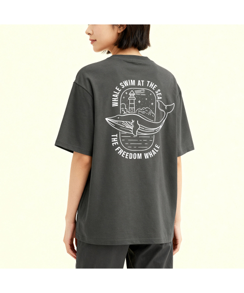 OKSTAR(オクスター)の「灯台クジラ半袖(Tシャツ/カットソー・レディース・ネイビー/ダークグレー/ダークグリーン/ブラック・SMALL/MEDIUM/LARGE/X-LARGE/2XL/3XL/4XL)」の6枚目の写真