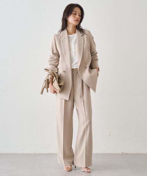 LOUNGEDRESS（ラウンジドレス）の「《オケージョン可》【Atelier N5/アトリエヌメロサンク】ツイードWジャケット　秋服（テーラードジャケット・レディース・ベージュ/ネイビー・FREE）」の5枚目の写真