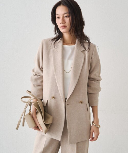 LOUNGEDRESS（ラウンジドレス）の「《オケージョン可》【Atelier N5/アトリエヌメロサンク】ツイードWジャケット　秋服（テーラードジャケット・レディース・ベージュ/ネイビー・FREE）」の10枚目の写真