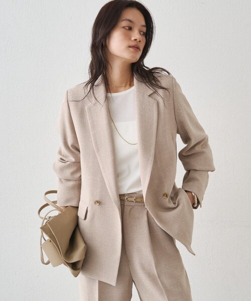 LOUNGEDRESS（ラウンジドレス）の「《オケージョン可》【Atelier N5/アトリエヌメロサンク】ツイードWジャケット　秋服（テーラードジャケット・レディース・ベージュ/ネイビー・FREE）」の11枚目の写真