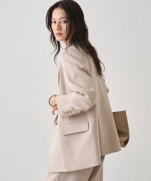 LOUNGEDRESS（ラウンジドレス）の「《オケージョン可》【Atelier N5/アトリエヌメロサンク】ツイードWジャケット　秋服（テーラードジャケット・レディース・ベージュ/ネイビー・FREE）」の14枚目の写真