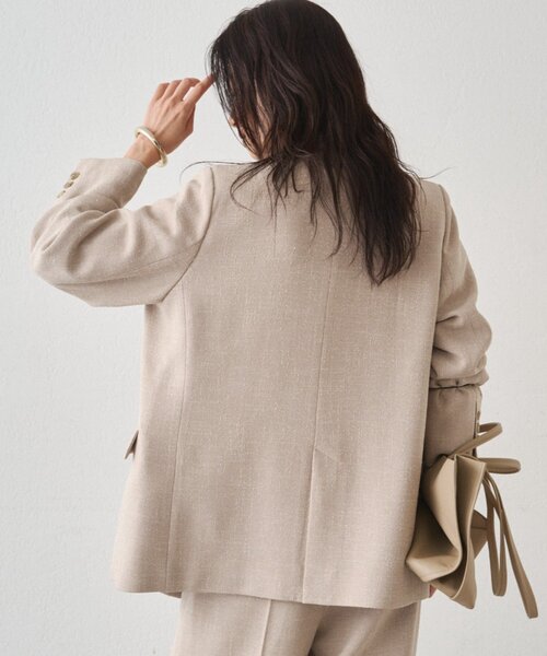 LOUNGEDRESS（ラウンジドレス）の「《オケージョン可》【Atelier N5/アトリエヌメロサンク】ツイードWジャケット　秋服（テーラードジャケット・レディース・ベージュ/ネイビー・FREE）」の15枚目の写真