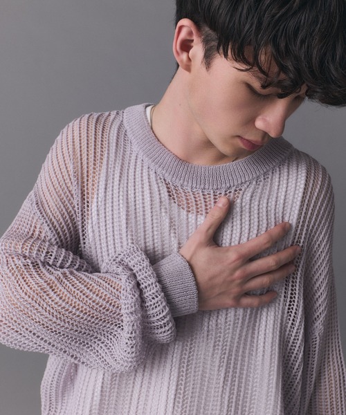 Confirm(コンファーム)の「Basic Sheer Knit Pullover / ベーシック シアーニットプルオーバー メッシュ メンズ レディース ユニセックス(ニット/セーター・メンズ・ブラック/ラベンダー/ベージュ・S/M/L)」の8枚目の写真