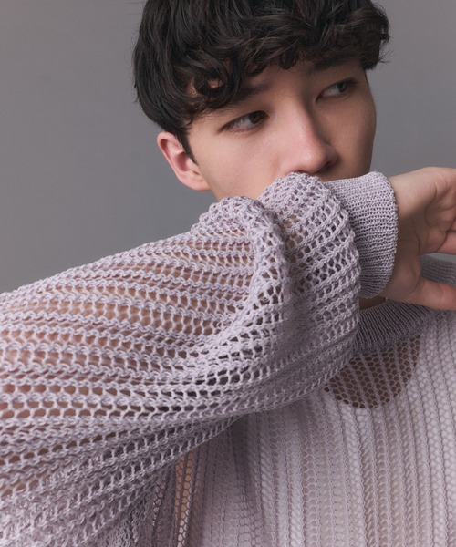 Confirm(コンファーム)の「Basic Sheer Knit Pullover / ベーシック シアーニットプルオーバー メッシュ メンズ レディース ユニセックス(ニット/セーター・メンズ・ブラック/ラベンダー/ベージュ・S/M/L)」の9枚目の写真