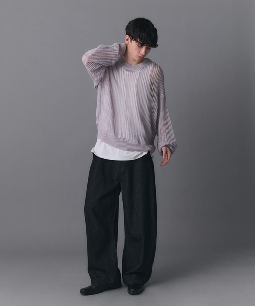Confirm(コンファーム)の「Basic Sheer Knit Pullover / ベーシック シアーニットプルオーバー メッシュ メンズ レディース ユニセックス(ニット/セーター・メンズ・ブラック/ラベンダー/ベージュ・S/M/L)」の12枚目の写真