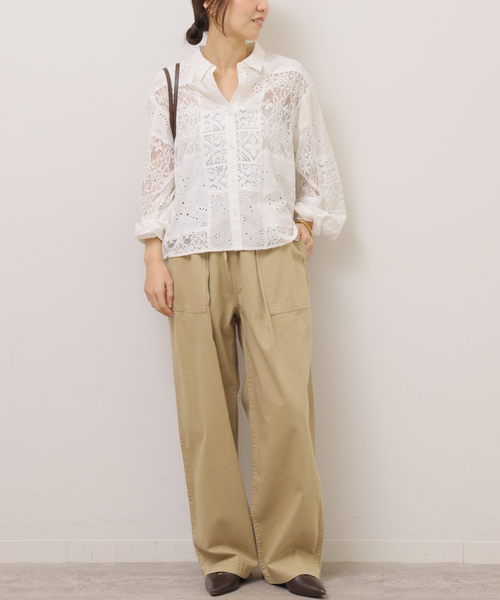 JOURNAL STANDARD relume（ジャーナルスタンダード　レリューム）の「［26SS新作］ギャザーワイドベイカー（カーゴパンツ・レディース・カーキ/ベージュ・36/38）」の4枚目の写真