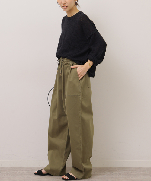 JOURNAL STANDARD relume（ジャーナルスタンダード　レリューム）の「［26SS新作］ギャザーワイドベイカー（カーゴパンツ・レディース・カーキ/ベージュ・36/38）」の12枚目の写真