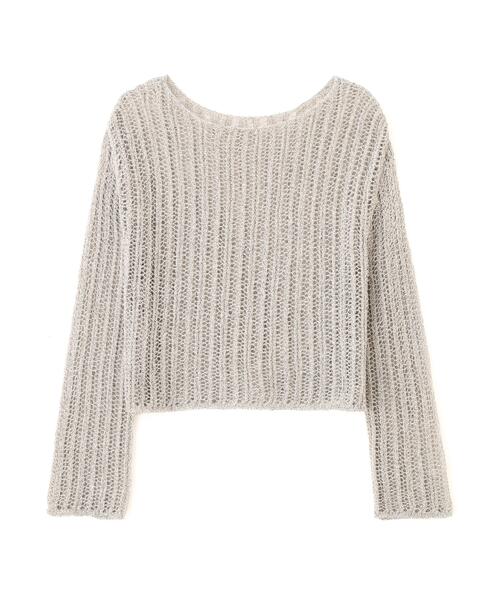 N.（N. Natural Beauty Basic）（エヌエヌナチュラルビューティーベーシック）の「透かし編みクロップドニット（ニット/セーター・レディース・ピンク/グレー系その他/オフホワイト・ﾌﾘ-）」の4枚目の写真