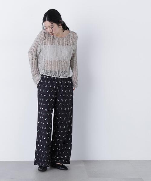 N.（N. Natural Beauty Basic）（エヌエヌナチュラルビューティーベーシック）の「透かし編みクロップドニット（ニット/セーター・レディース・ピンク/グレー系その他/オフホワイト・ﾌﾘ-）」の9枚目の写真