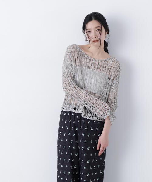 N.（N. Natural Beauty Basic）（エヌエヌナチュラルビューティーベーシック）の「透かし編みクロップドニット（ニット/セーター・レディース・ピンク/グレー系その他/オフホワイト・ﾌﾘ-）」の11枚目の写真