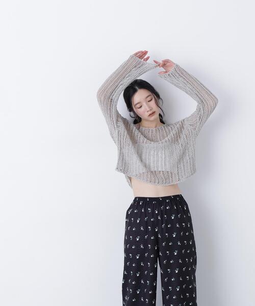 N.（N. Natural Beauty Basic）（エヌエヌナチュラルビューティーベーシック）の「透かし編みクロップドニット（ニット/セーター・レディース・ピンク/グレー系その他/オフホワイト・ﾌﾘ-）」の12枚目の写真