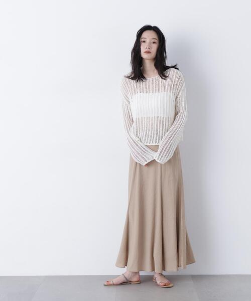 N.（N. Natural Beauty Basic）（エヌエヌナチュラルビューティーベーシック）の「透かし編みクロップドニット（ニット/セーター・レディース・ピンク/グレー系その他/オフホワイト・ﾌﾘ-）」の19枚目の写真
