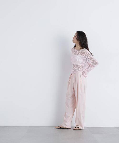 N.（N. Natural Beauty Basic）（エヌエヌナチュラルビューティーベーシック）の「透かし編みクロップドニット（ニット/セーター・レディース・ピンク/グレー系その他/オフホワイト・ﾌﾘ-）」の10枚目の写真
