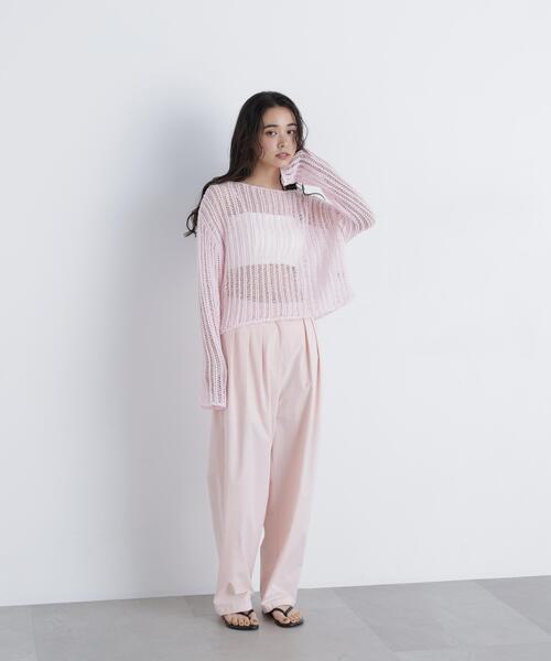 N.（N. Natural Beauty Basic）（エヌエヌナチュラルビューティーベーシック）の「透かし編みクロップドニット（ニット/セーター・レディース・ピンク/グレー系その他/オフホワイト・ﾌﾘ-）」の12枚目の写真