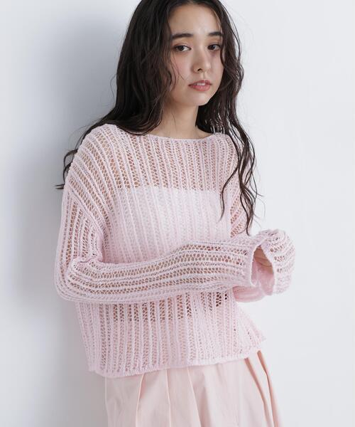 N.（N. Natural Beauty Basic）（エヌエヌナチュラルビューティーベーシック）の「透かし編みクロップドニット（ニット/セーター・レディース・ピンク/グレー系その他/オフホワイト・ﾌﾘ-）」の13枚目の写真
