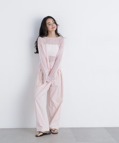 N.（N. Natural Beauty Basic）（エヌエヌナチュラルビューティーベーシック）の「透かし編みクロップドニット（ニット/セーター・レディース・ピンク/グレー系その他/オフホワイト・ﾌﾘ-）」の14枚目の写真