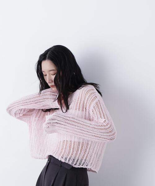 N.（N. Natural Beauty Basic）（エヌエヌナチュラルビューティーベーシック）の「透かし編みクロップドニット（ニット/セーター・レディース・ピンク/グレー系その他/オフホワイト・ﾌﾘ-）」の17枚目の写真