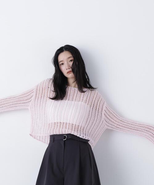 N.（N. Natural Beauty Basic）（エヌエヌナチュラルビューティーベーシック）の「透かし編みクロップドニット（ニット/セーター・レディース・ピンク/グレー系その他/オフホワイト・ﾌﾘ-）」の19枚目の写真
