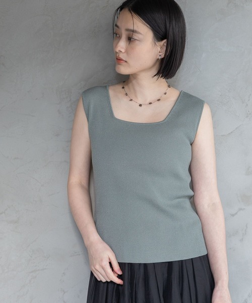 A part by(アパートバイ)の「スクエアリブタンク(タンクトップ・レディース・ホワイト系その他6/イエロー系その他/グリーン系その他/ネイビー/グリーン系その他3・FREE)」の3枚目の写真