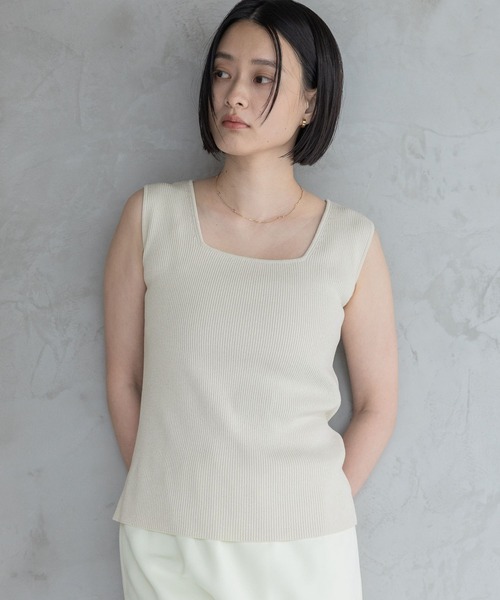 A part by（アパートバイ）の「スクエアリブタンク（タンクトップ・レディース・ホワイト系その他6/イエロー系その他/グリーン系その他/ネイビー・FREE）」の6枚目の写真