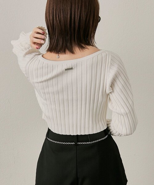 mline（エムライン）の「[mline]ロゴプレート リブカーディガン（カーディガン/ボレロ・レディース・ライム/オレンジ/チャコールグレー/オフホワイト・FREE）」の8枚目の写真